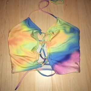 tie dye rainbow crop top